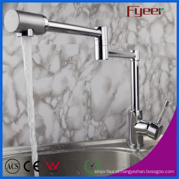 Fyeer Double Extension Arm Brass Kitchen Sink Faucet